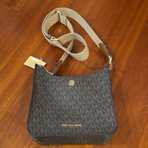 Michael Kors Brown and Tan Signature Crossbody Bag